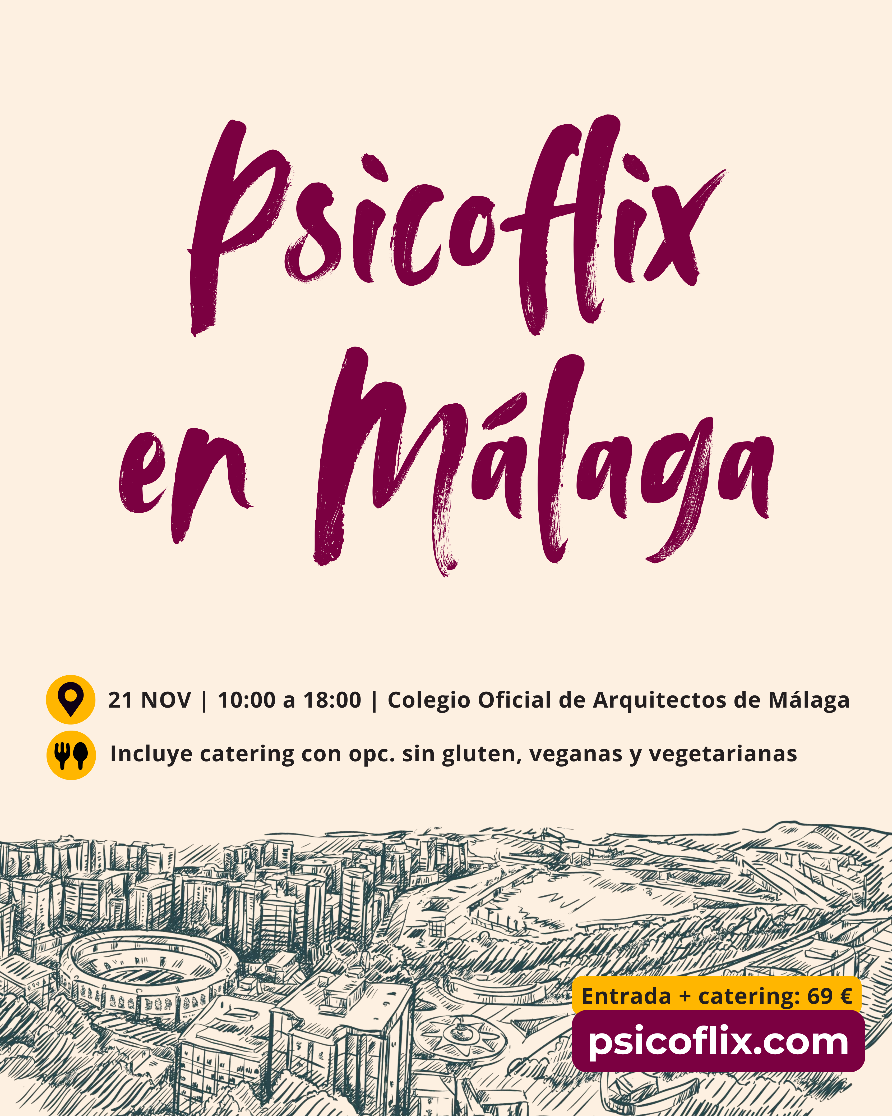 Cartel de Psicoflix en Málaga, 21 de noviembre de 2026